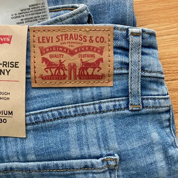 Rare Levi's Women's 721 High Rise Skinny Sapphire Plaid Jeans 33 (US 16) R "NWT" - Picture 7 of 13